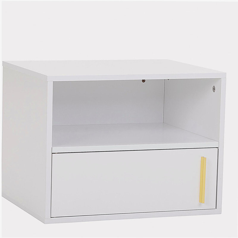 Ensemble de 2 tables de chevet murales en bois, blanc