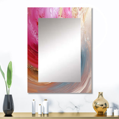 Gold And Pink Ocean Ink Harmony I - Abstract Painting Wall Mirror, Modern Decorative Mirror, Printed Metal Art