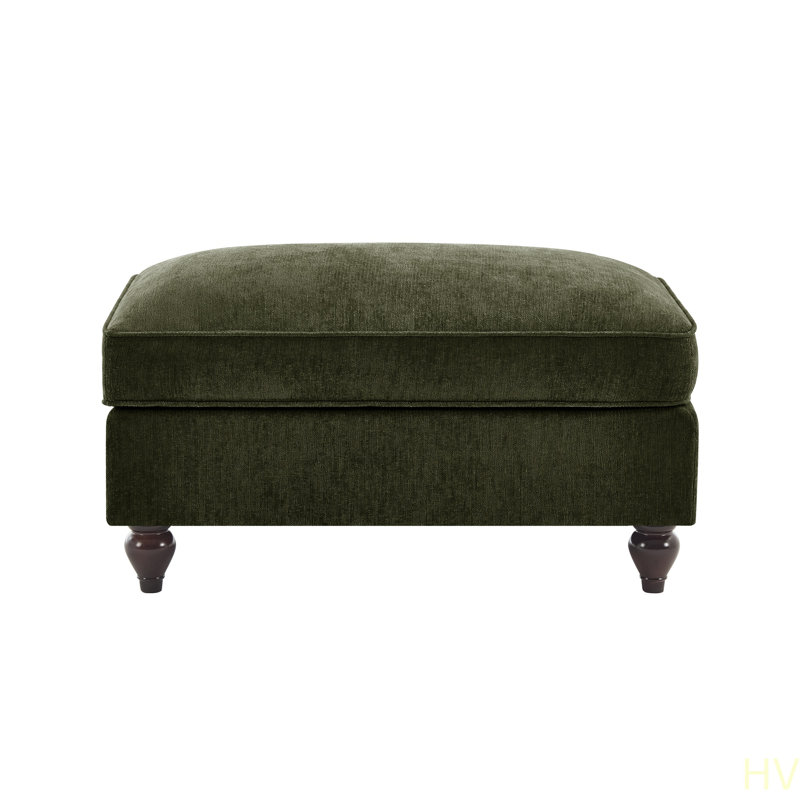 Ottoman Chenille 2-In-1 Cloud Sofa And Ottoman Set – Removable Ruffle Skirt, Green