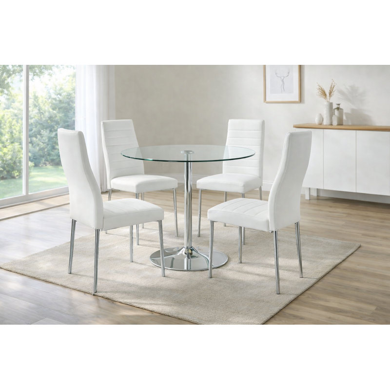 Sherlock 4 -Person Glass Dining Set, White