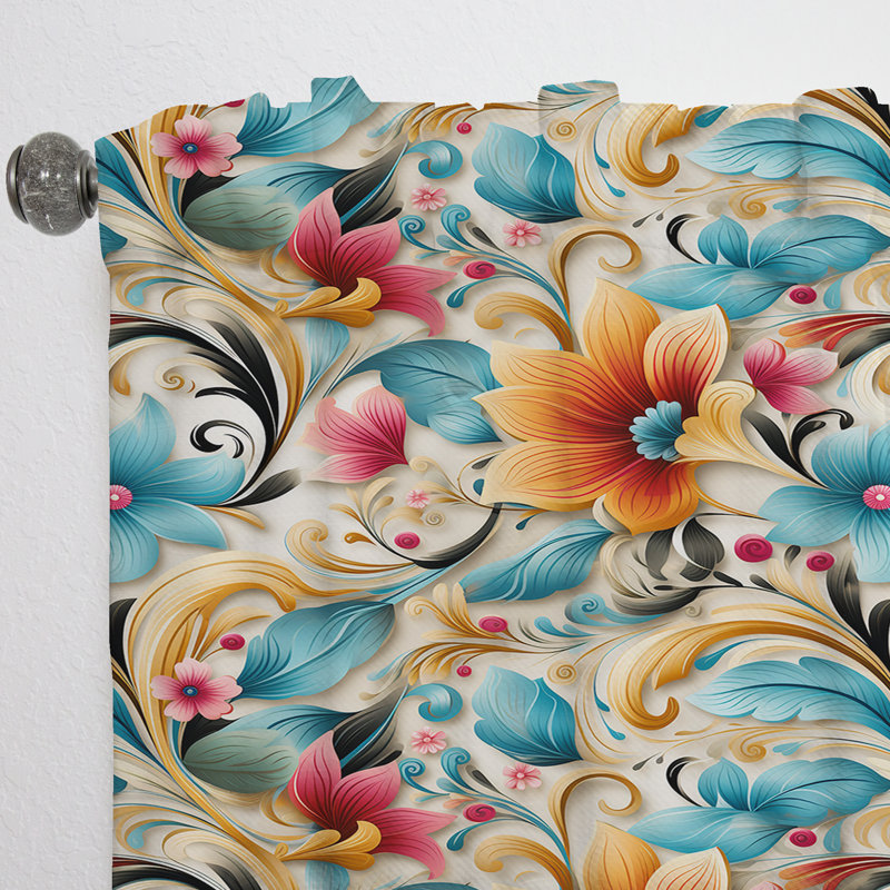 Vintage marocain Rich Tones Flowers II - Rideau glamour - Velours obscurcissant - 1 panneau, L 52 po x L 90 po