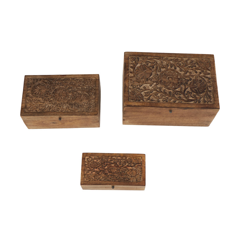 Ensemble de boîtes en bois Sartell, Brun