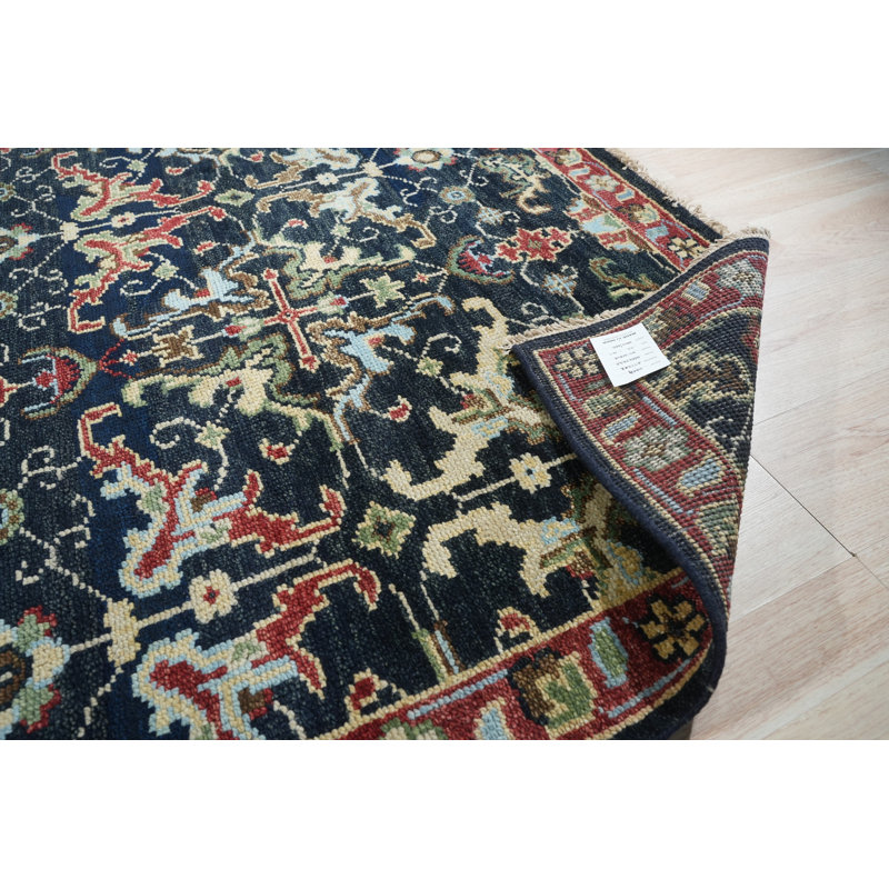 Tapis bleu marine / rouge Gabbeh, Rectangle de 10 pi x 14 pi