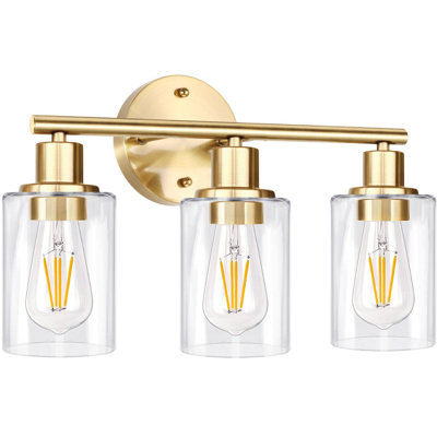 Luminaires de salle de bain 3 lumières avec abat-jour en verre transparent