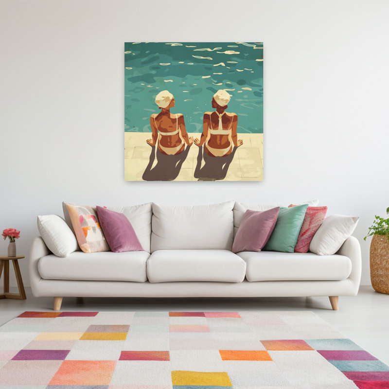 Femmes, art rétro d'été, H 48 po x l 48 po