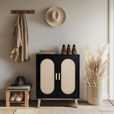 Rubenstein Modern Rattan 18 Pair Shoe Storage Cabinet