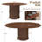 59" Extendable Oval Dining Table with 2-Tier Storage for 4-6, Space Saving Expandable Kitchen Table in Walnut Brown, MDF with Walnut Finish & Pedestal Base