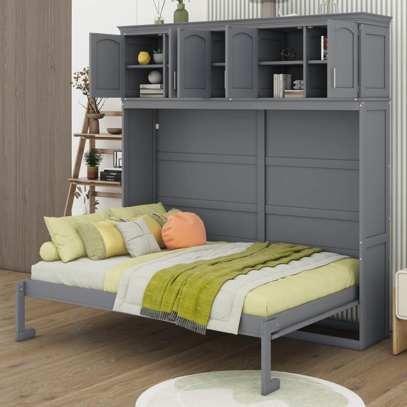 Lit escamotable mural avec armoires Nohealani, Grand, gris