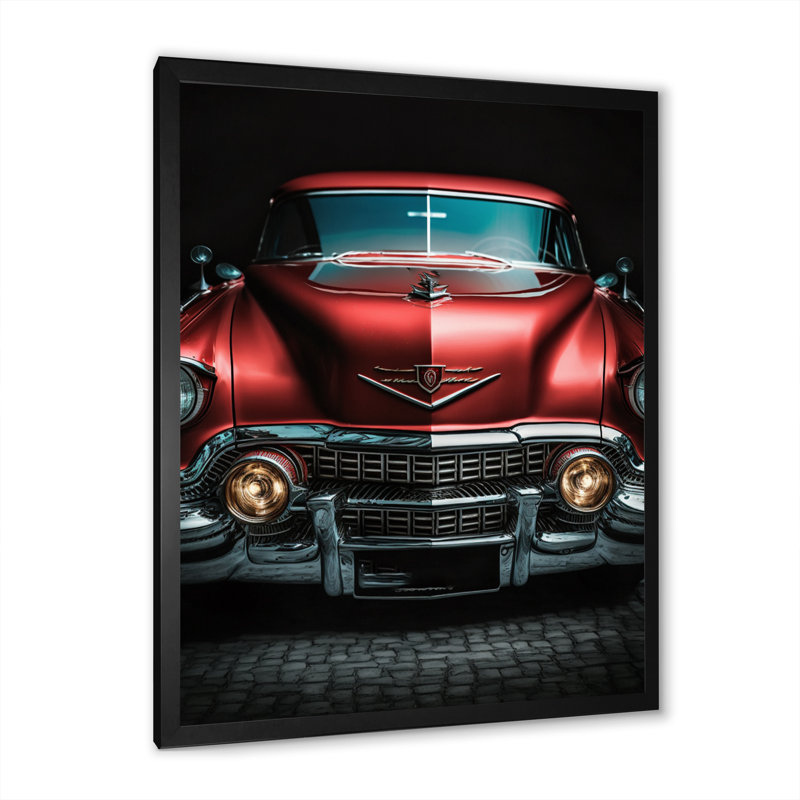 Black And Silver Retro Rides II - Print on Canvas, Black Picture Framed, 20" H x 12" W