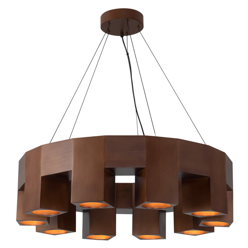 Bosco 10 - Light LED Chandelier, Walnut