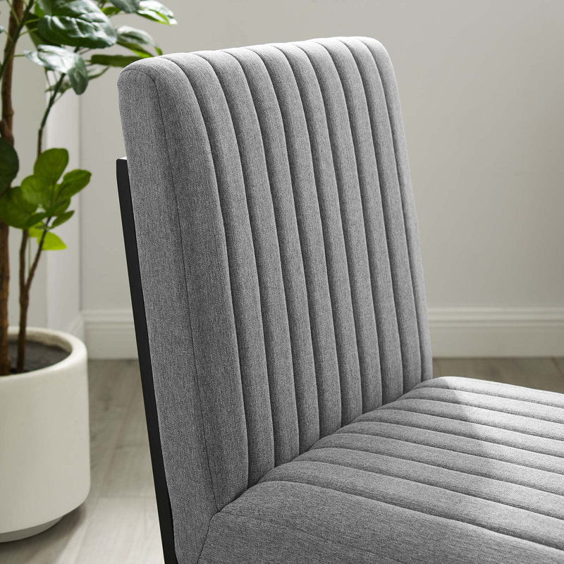 Chaise de salle à manger en tissu capitonnée Indulge Channel par Modway, Velours gris clair