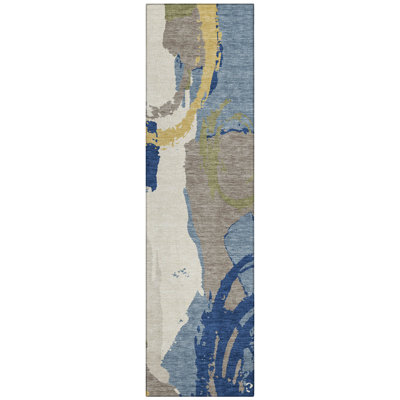Machine Washable Indoor/Outdoor Chantille ACN2652 Abstract Rug