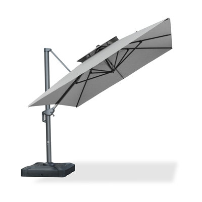 10' X 13' Double Top Grey Pole Rectangle Cantilever Patio Umbrella Deluxe Large Outdoor Umbrella