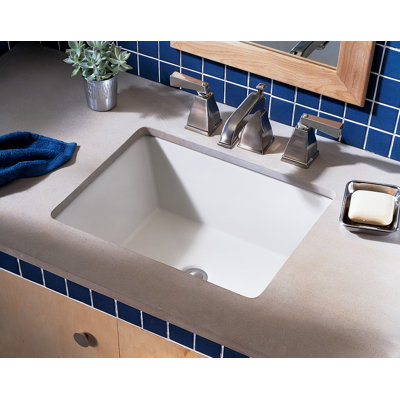 Lavabo de salle de bain rectangulaire encastré en céramique avec trop-plein Boulevard