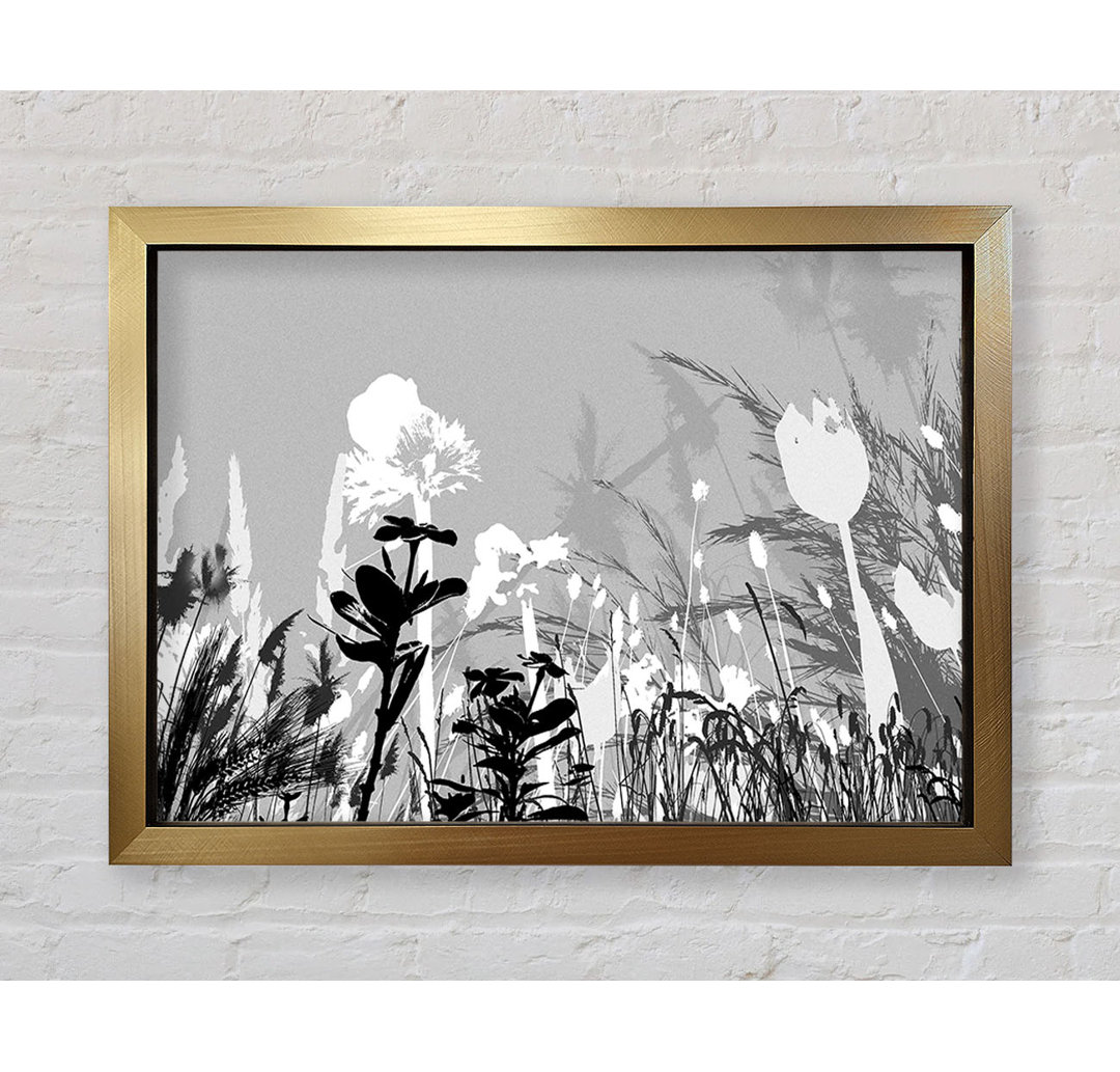 Gerahmtes Leinwandbild Silver Splash Flowers