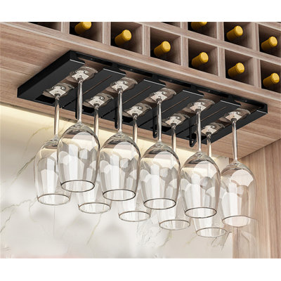 Dorcer Wall Mounted Wine Glass Rack Black by Prep & Savour