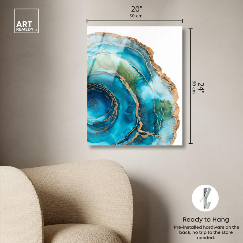 Impression sur acrylique «Great Blue Green II» par Art Remedy, H 24 po x l 20 po