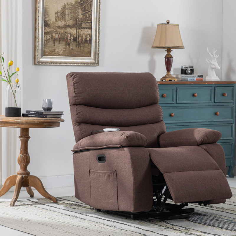 Fauteuil de massage inclinable électrique chauffant, Suède brun