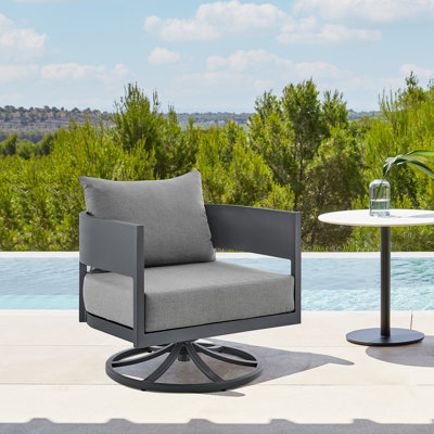 Chaise berçante d'extérieur en métal avec coussins Elza
