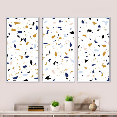 «Pink and Brown Terrazzo IV», reproduction de cadre flottant sur toile 3 pièces