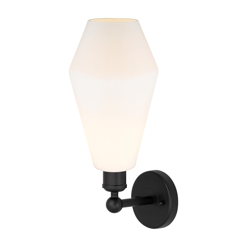 Amylea Steel Armed Sconce, Matte Black, Cased Matte White