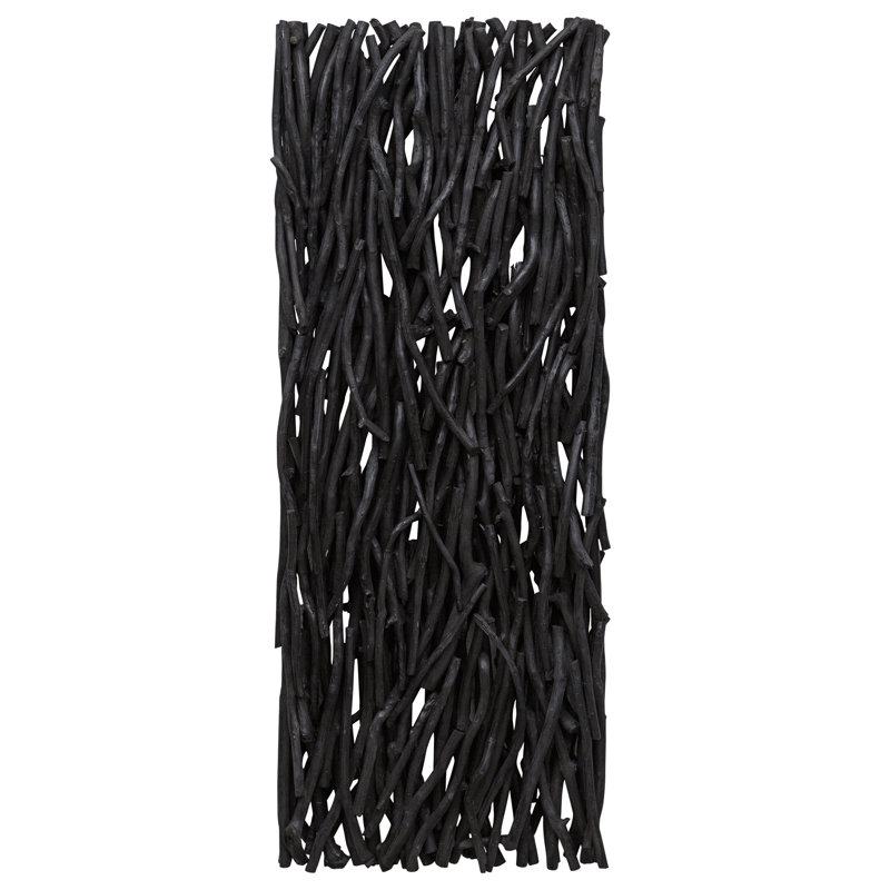 Rustic Abstract Wall Decor on Solid Wood, Black