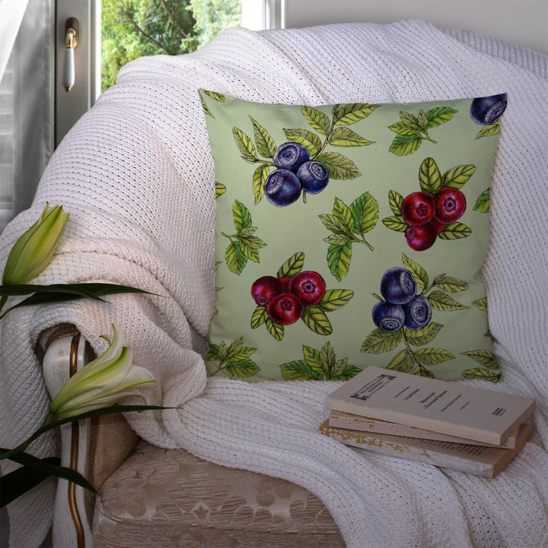 Coussin intérieur/extérieur à baies, Vert / bleu, 14 po x 14 po
