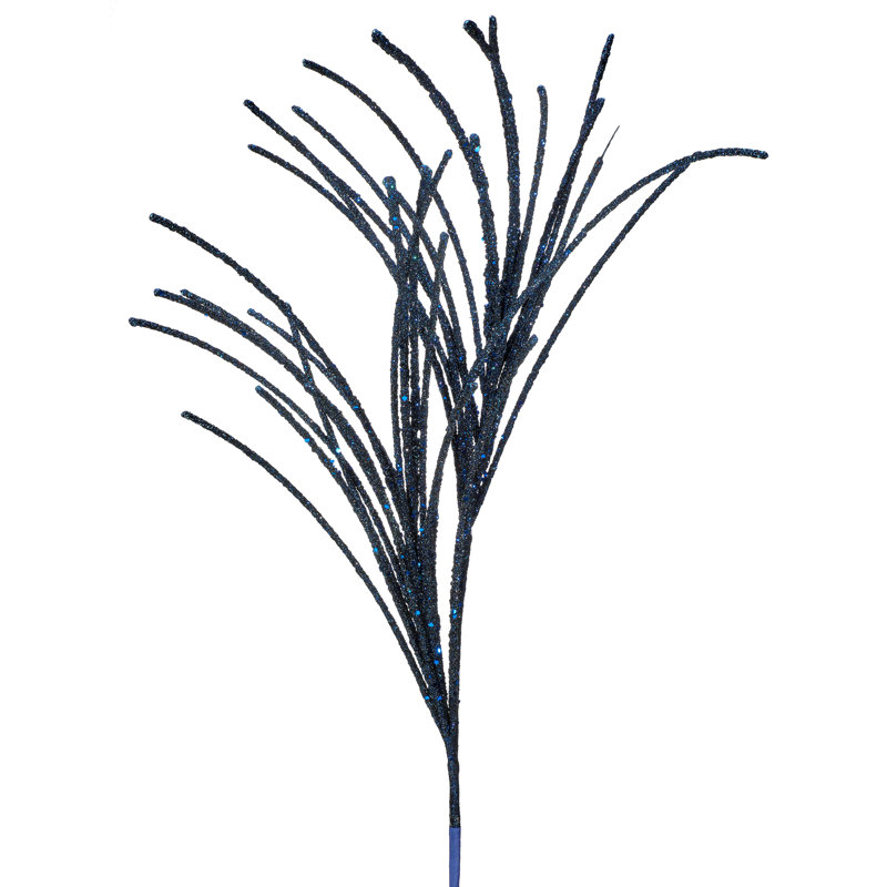 28"Micro Beaded/Sequin Grass Spray, Midnight Blue