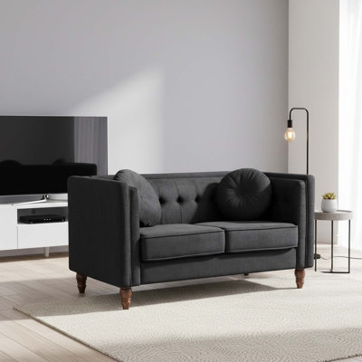 Canapé Chesterfield avec dossier capitonné et revêtement en velours froissé Chesterfield