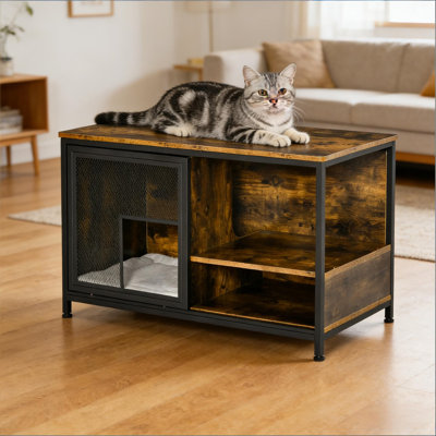 Table de bout pour animal de compagnie, chat en bois