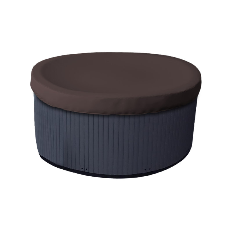 Heavy-Duty Outdoor Waterproof Round Hot Tub Cover, Patio UV Protected Spa Cover, 35.6cm H x 228.6cm W x 228.6cm D, Coffee