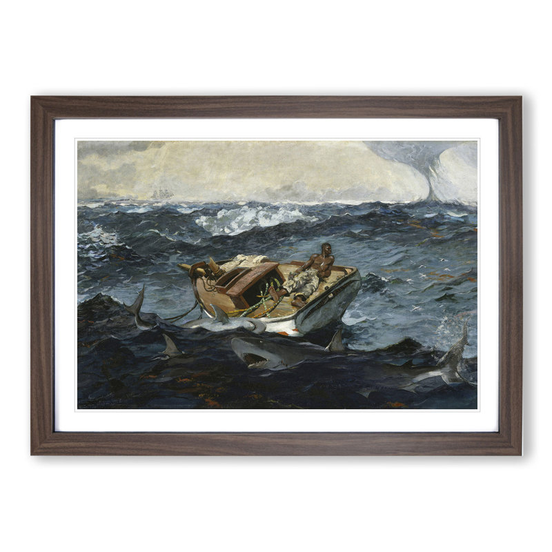 The Gulf Stream by Winslow Homer - Picture Frame Painting on MDF, Walnut, 27cm H x 36cm W x 2cm D