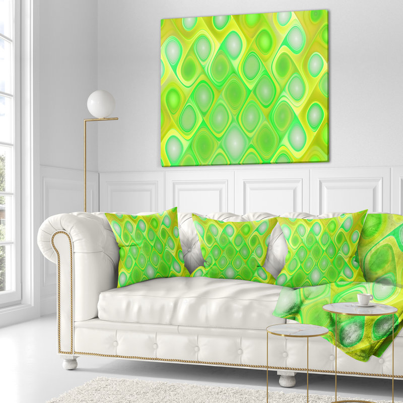 Motif fractal vert avec tourbillons - coussin abstrait imprimé, 16 po x 16 po, Coussin décoratif