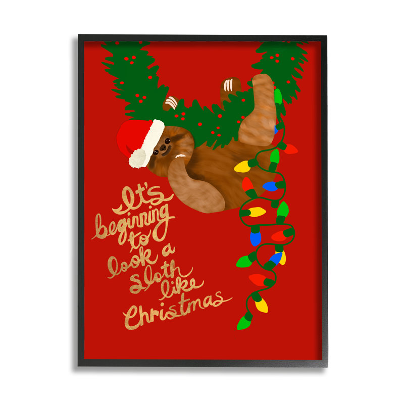 «A Sloth Like Christmas Festive Winter Holiday», surdimensionné, impression numérique sur toile par Jen Bucheli