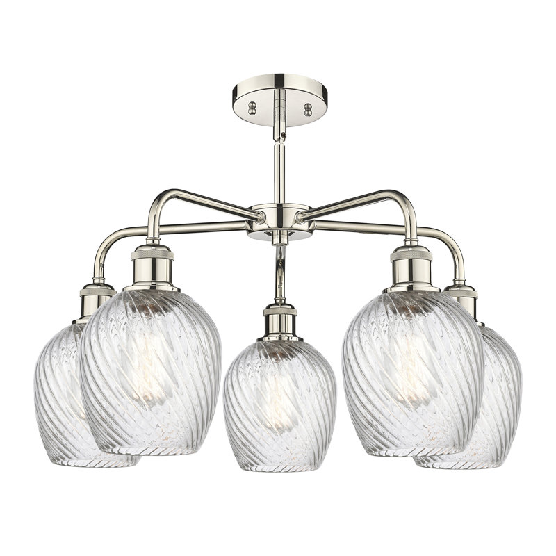 Lustre sphérique à 5 lumières Jesiah, Nickel poli