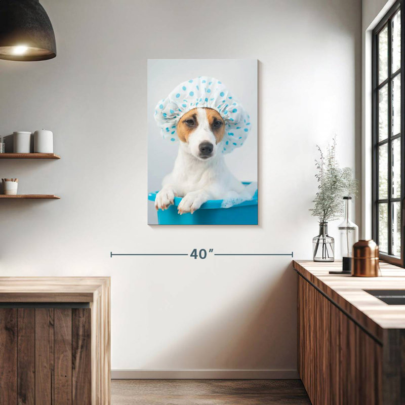 Ketti Terrier In Blue Bath, 36" H x 24" W