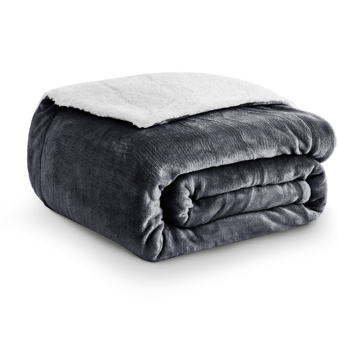 Soza Sherpa Fleece Dual Sided Fur Thick Reversible Blanket Throw