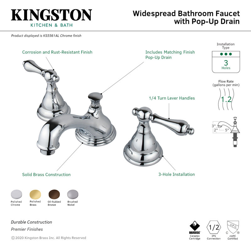 Robinet pour salle de bain espacé avec ensemble de drain bain, Bronze huilé