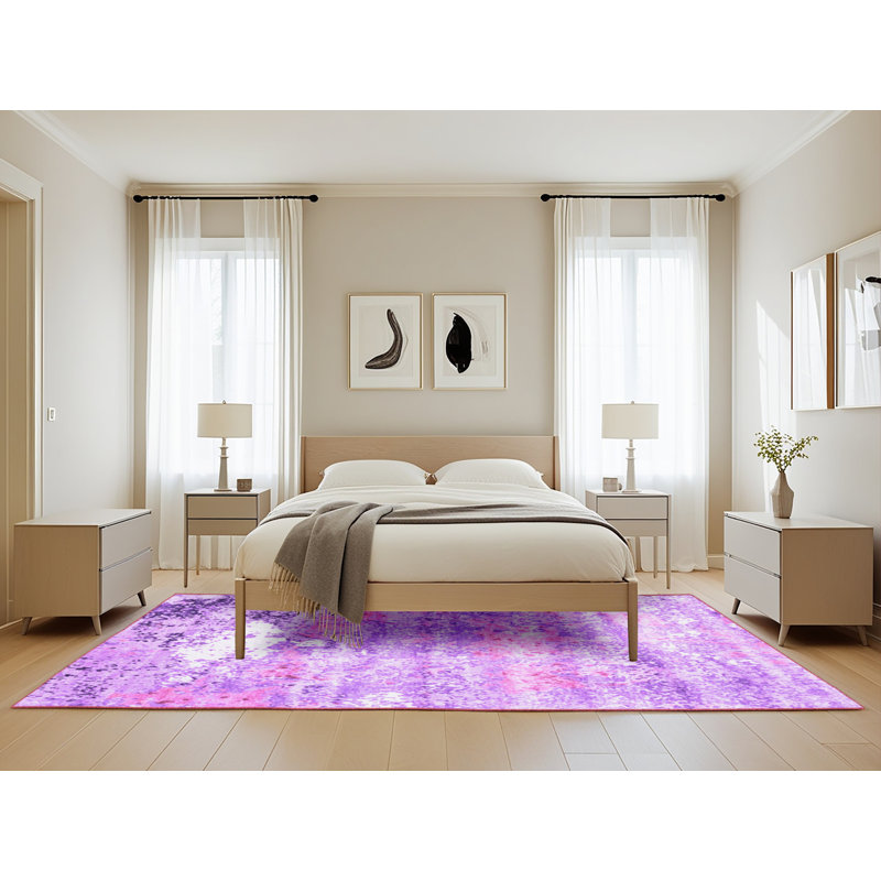 Washable Abstract Indoor Rug, Rectangle 5' x 8'