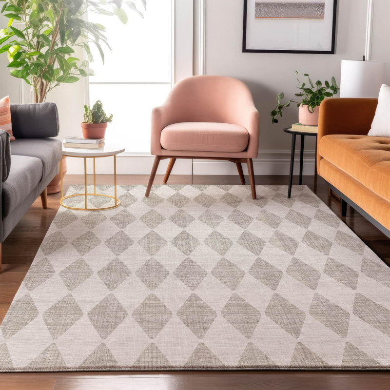 Tapis beige Cerrito AMF578 lavable à la machine de qualité supérieure, Rectangle 2 pi 6 po x 3 pi 10 po