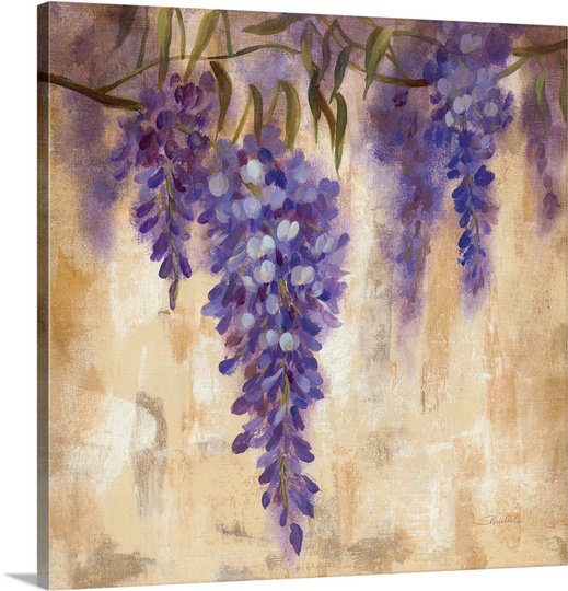 Reproduction d'art sur toile mauve, "Wisteria Bloom II" par Silvia Vassileva, H 24 po x l 24 po x P 1,5 po