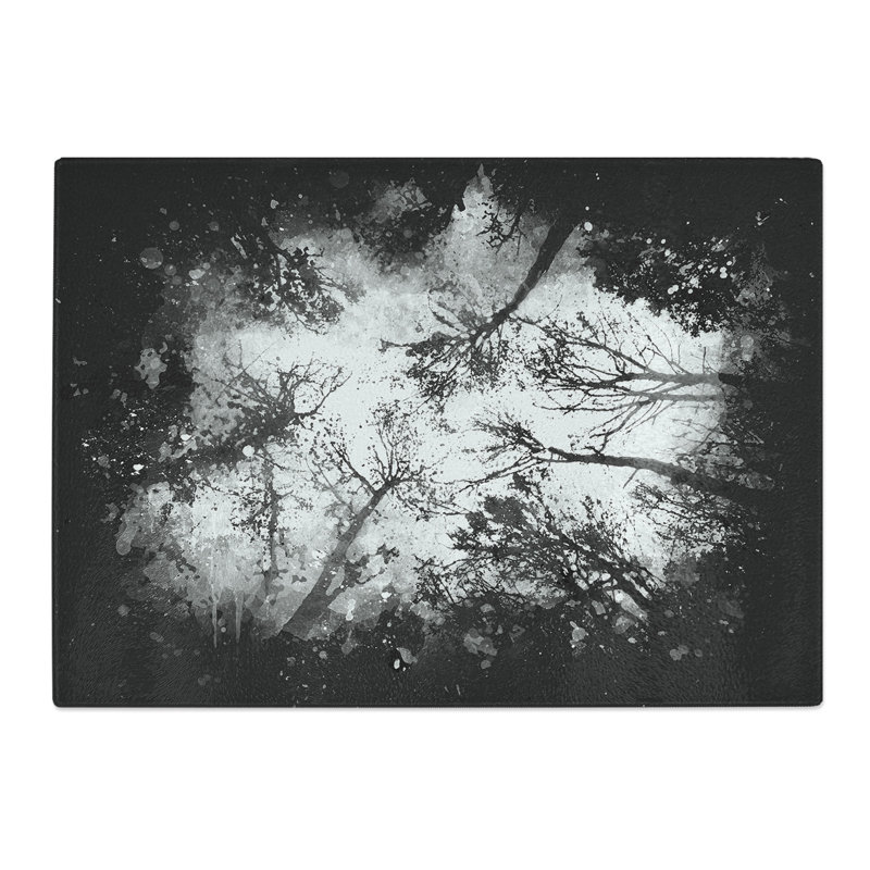 Tempered Glass Vaulted Tree Branches Paint Splash Chopping Board, 20 cm x 28.5 cm