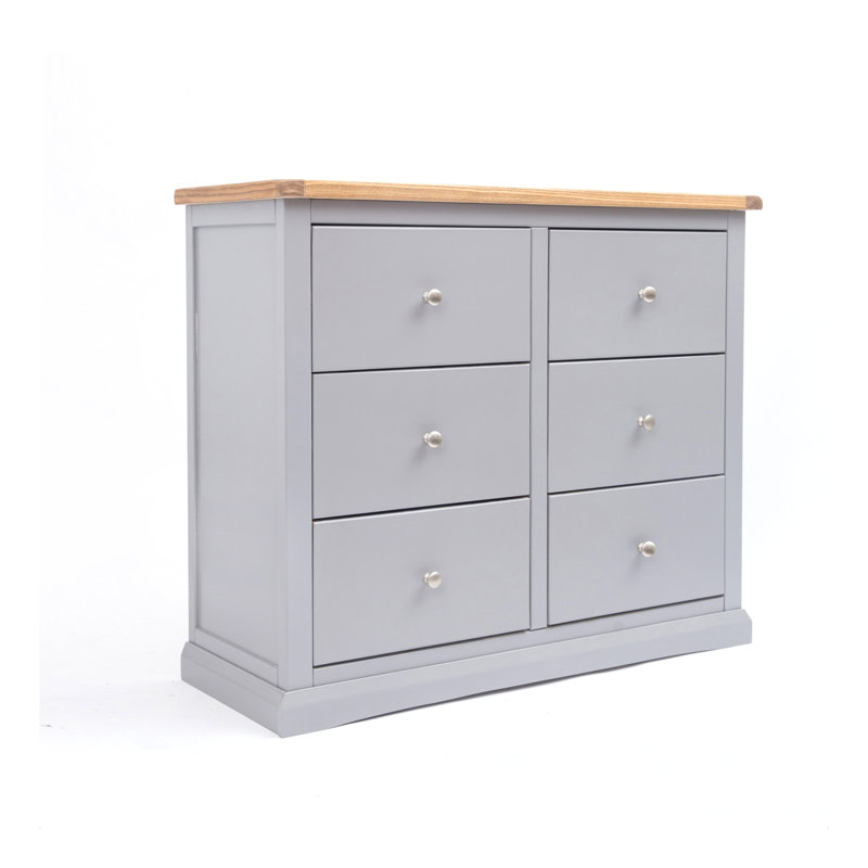 Millan 110cm W 6 - Drawer Chest of Drawers, Grey/Chrome