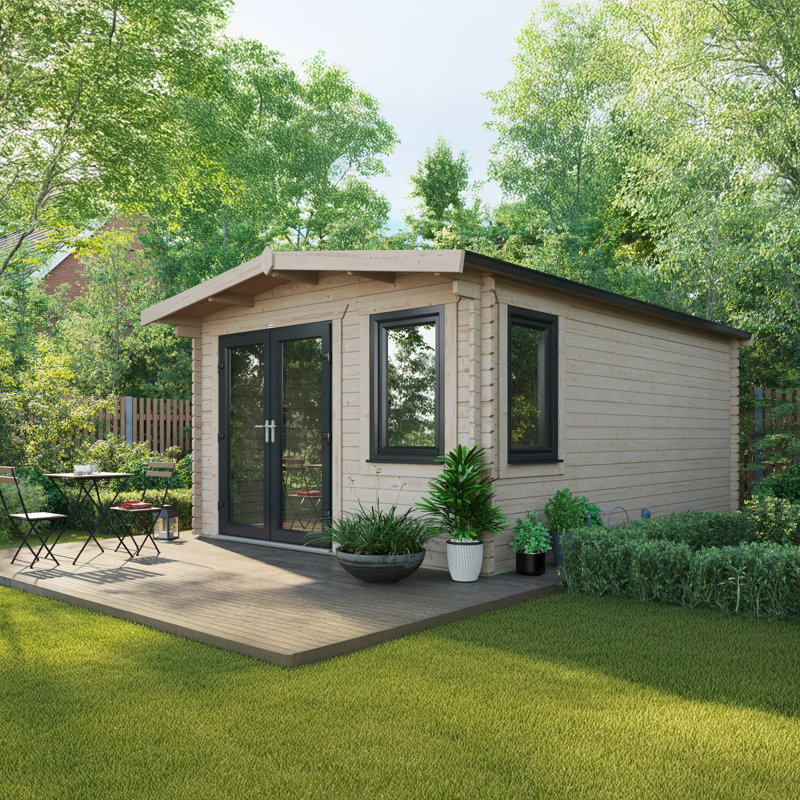 Powersheds 18 x 12ft Chalet Log Cabin, Doors to the Left - 44mm