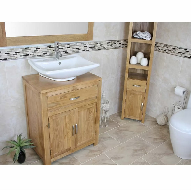 Dwyer 700mm Single Bathroom Vanity with Vessel Ceramic Basin, Brown