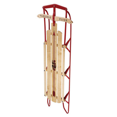Flexible Flyer Metal Runner Steel/Wood Snow Slider Sled for Kids, Red