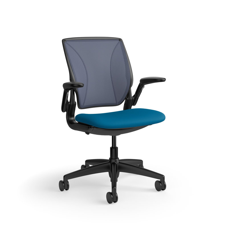 Fauteuil de travail ergonomique avec dossier Caraway World ML et siège rembourré Corde 4, Bleu / bleu paon, Noir