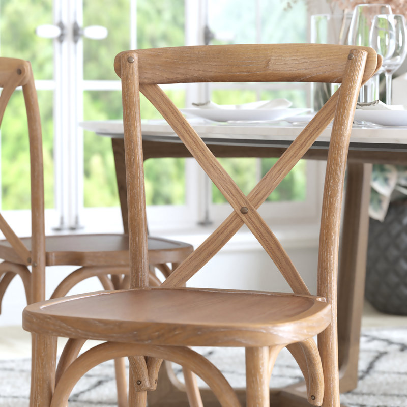 Adamsville Cross Back Stacking Side Chair, Medium Brown