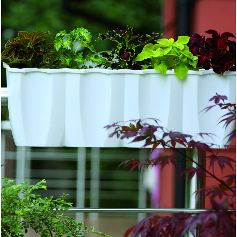 Railing Planter, 20.5cm H x 59cm W x 29cm D, White