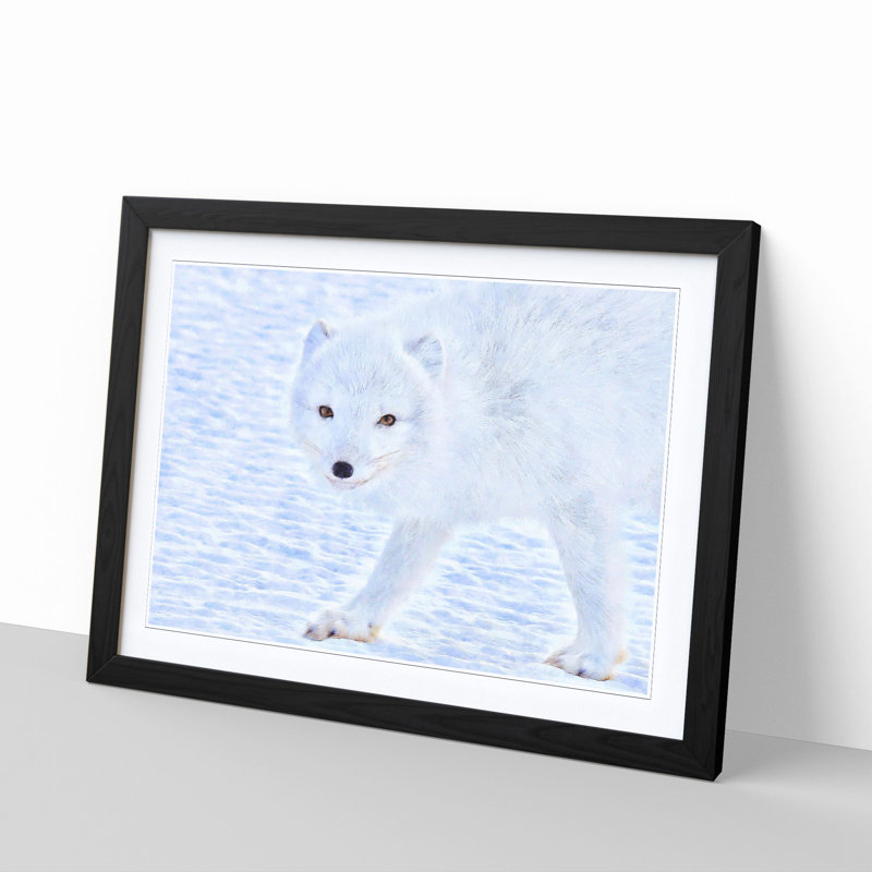 Winter Fox - Picture Frame Painting Print, 62cm H x 87cm W x 2cm D, Black Framed